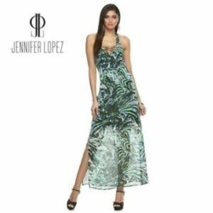 Jennifer Lopez Lace up Halter Maxi Sun Dress